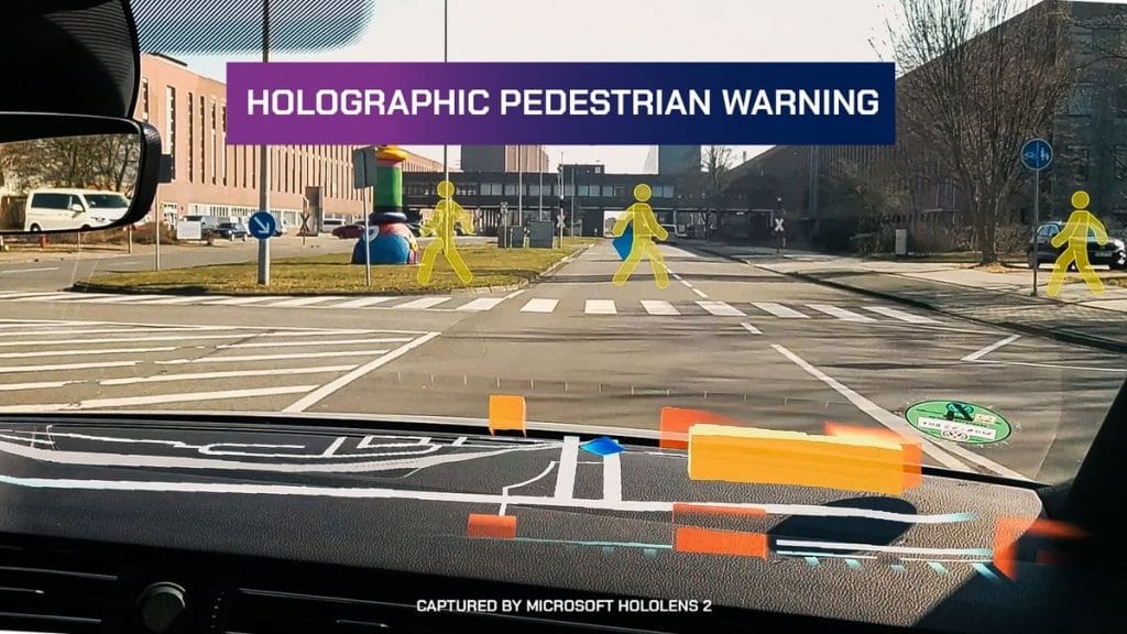 Head-up display com um HoloLens da Microsoft