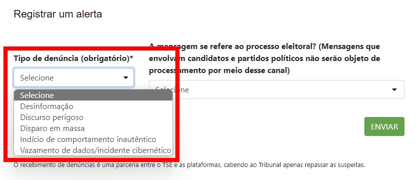Como fazer uma denúncia usando o Sistema de Alerta de Desinformação Contra as Eleições