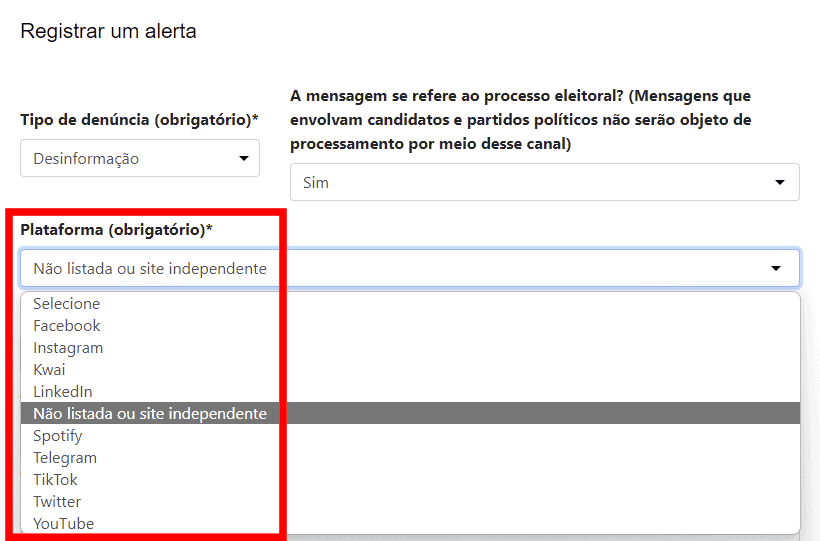 Como fazer uma denúncia usando o Sistema de Alerta de Desinformação Contra as Eleições