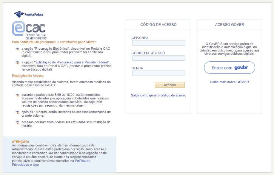 É preciso ter um certificado digital válido para participar de um leilão eletrônico da Receita Federal.