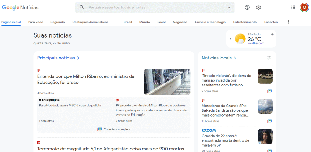 novo visual do google notícias