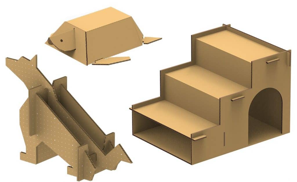Exemplos de objetos disponíveis no Samsung Eco-Packaging
