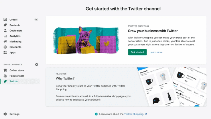 nova plataforma da parceira entre Shopify e Twitter
