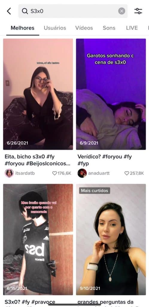 Campo de pesquisa do TikTok
