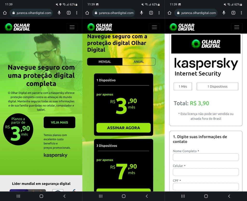 OD Segurança com Kaspersky (Imagem: reprodução)