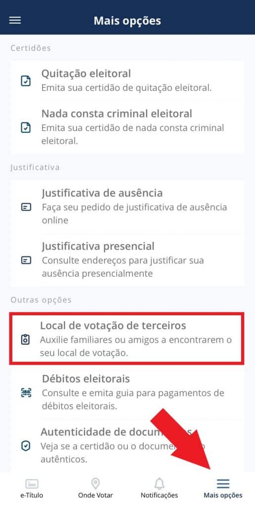 Print do aplicativo e-Título