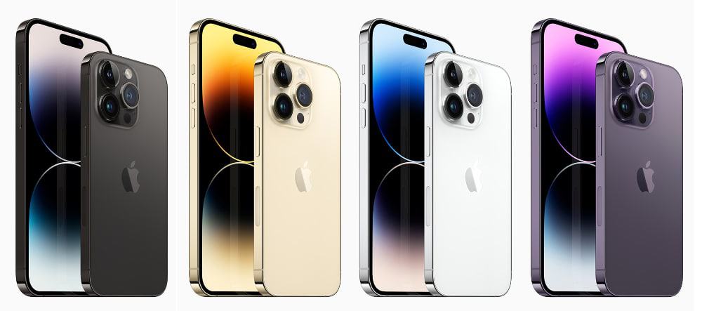 Cores da linha iPhone 14 Pro