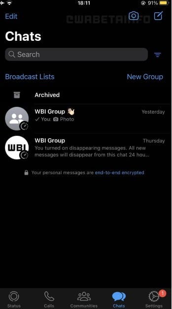 Novo layout do WhatsApp