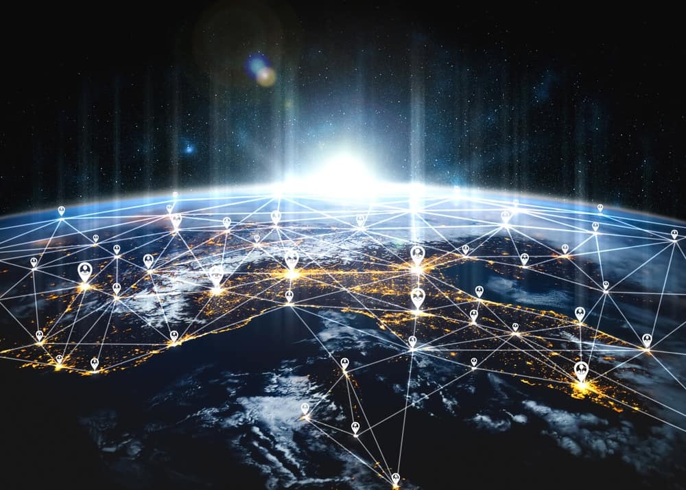 Ilustração da internet representada no mundo - Cientistas 
