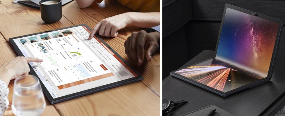 Zenbook 17 Fold OLED no tablet e no modo notebook com teclado Bluetooth