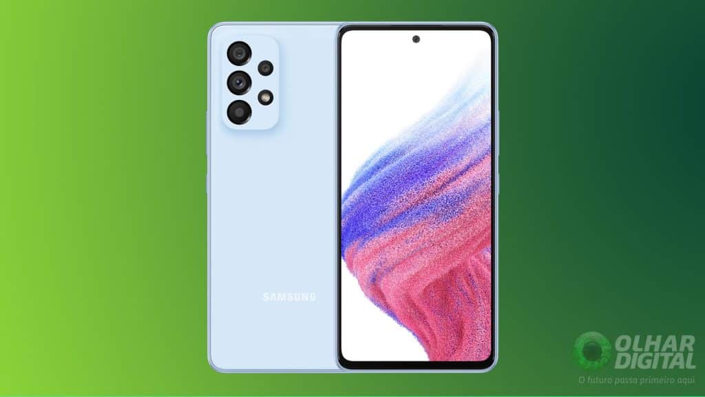 Parte frontal e traseira do smartphone Samsung Galaxy A53