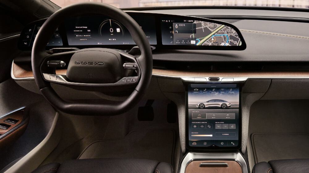 Detalhes do interior do Lucid Air Touring 