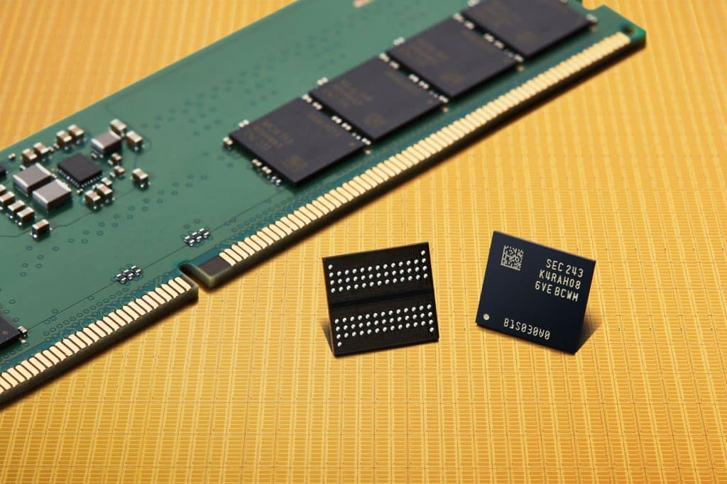 Memória DRAM DDR5 de 12 nm (Imagem: divulgação/Samsung)