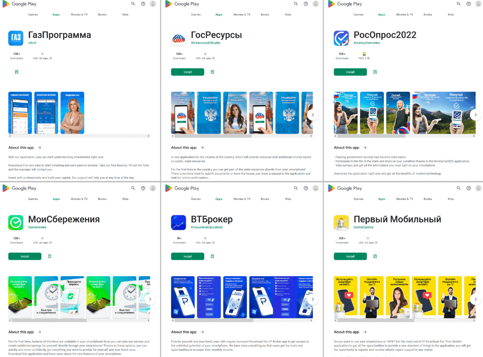 Apps maliciosos russos