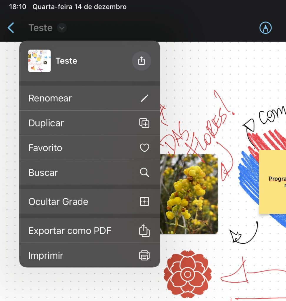 Freeform exportando em PDF (Imagem: reprodução)