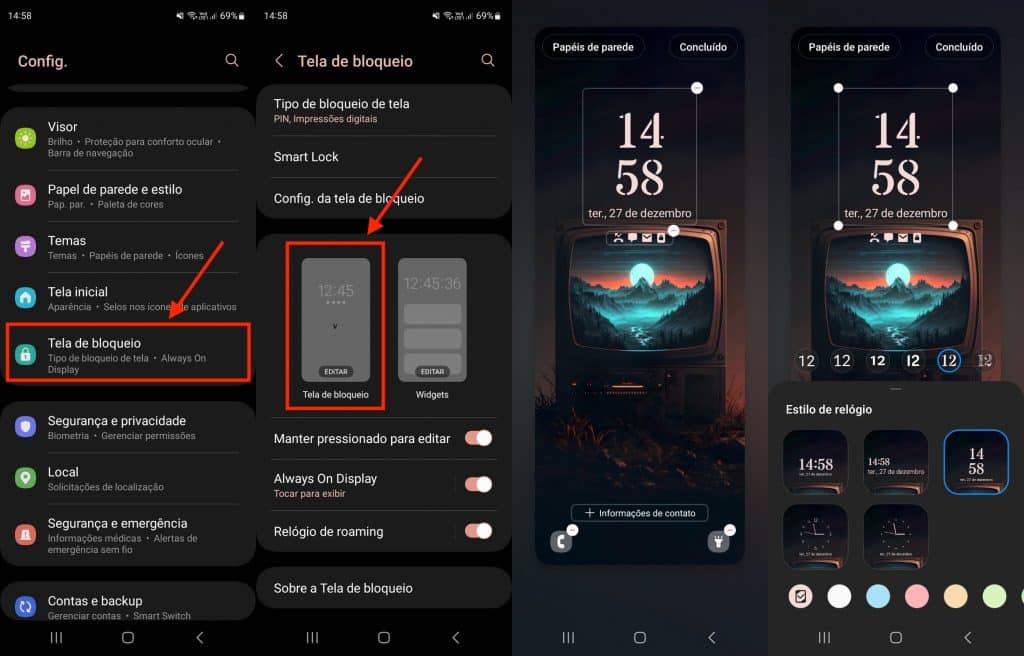 Tela bloqueada personalizada na One UI 5 com Android 13 (Imagem: reprodução/Olhar Digital)