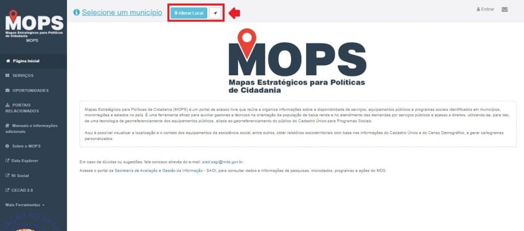 Como acessar CRAS pelo MOPS - Passo 1