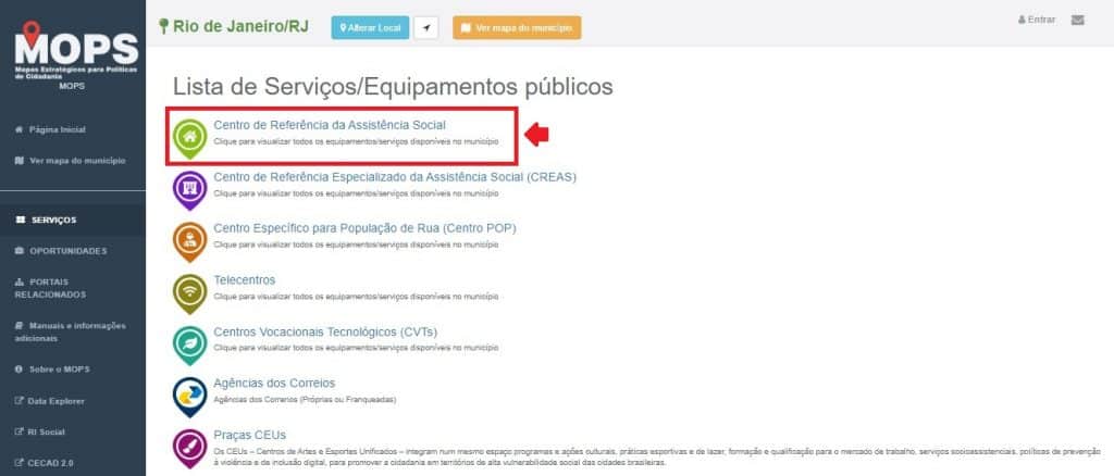 Como acessar CRAS pelo MOPS - Passo 5