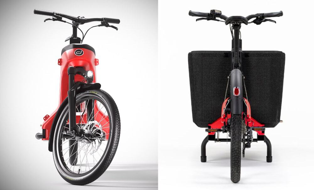 Parte frontal e traseira da bicicleta elétrica da Toyota e Douze