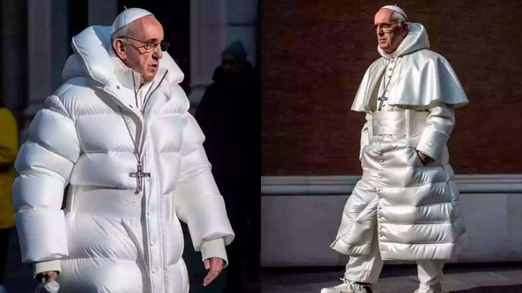 Fotos fakes do Papa Francisco usando casaco puffer