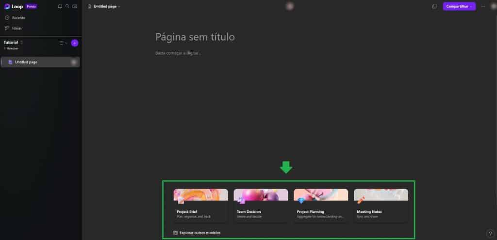 Modelos para começar seu projeto