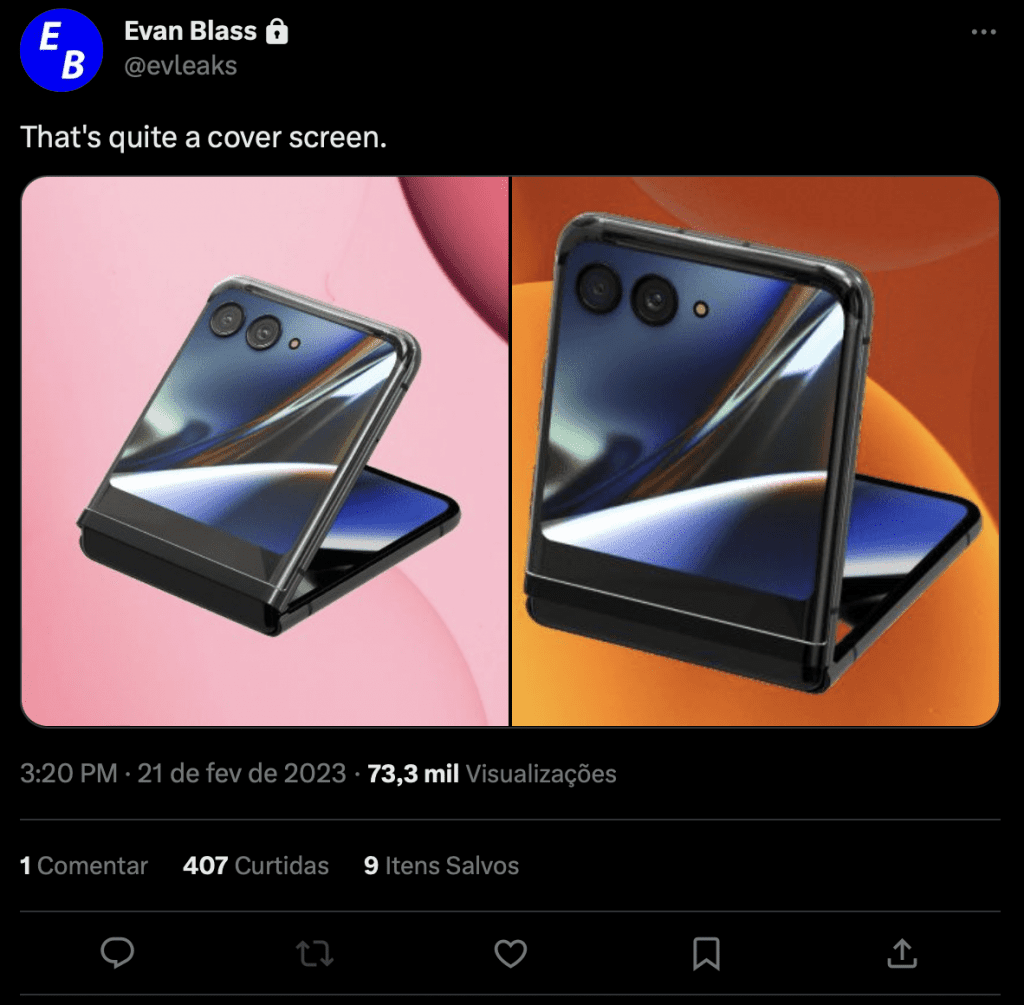 Suposto Motorola Razr 2023 (Imagem: reprodução/Evan Blass)