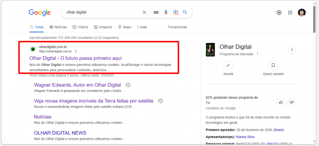 olhar digital no google