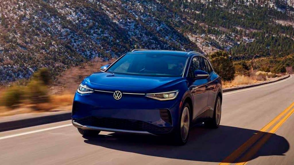 Visão da frente do carro elétrico da Volkswagen