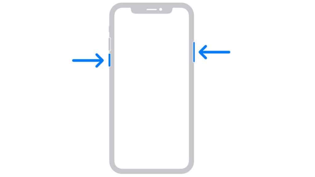 Aperte os botões laterais para desligar o iPhone 14 (Imagem: Reprodução/Apple)