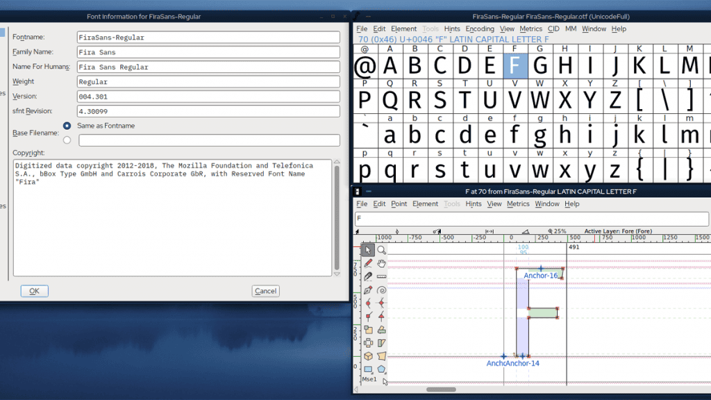 Imagem interna do fontforge