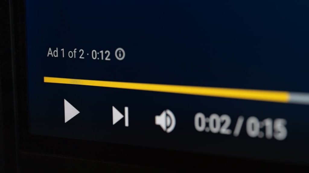 Player do Google com aviso de reprodução de anúncio