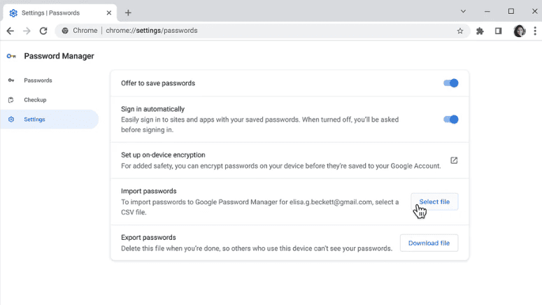 Google gerenciador de senhas