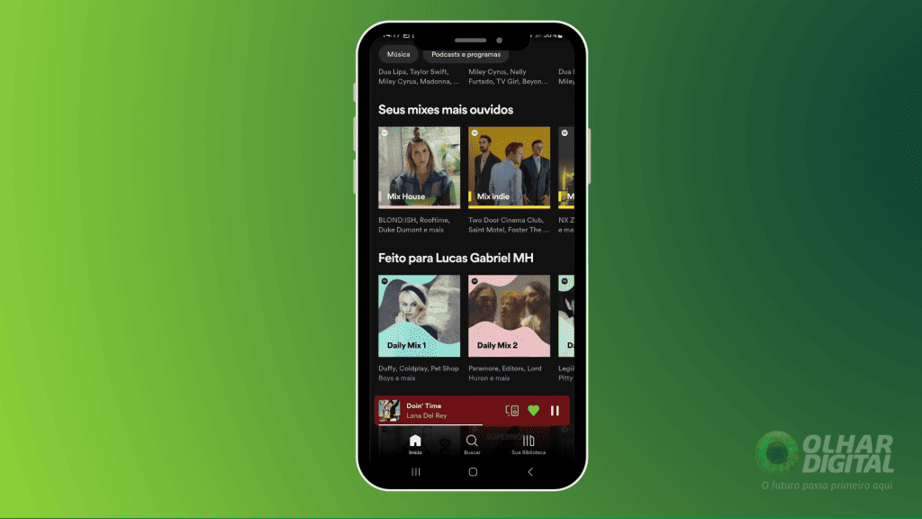 Imagem mostrando as rádios personalizadas do Spotify