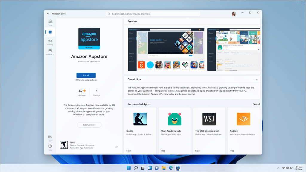 Amazon Appstore leva apps Android para o Windows 11 (Imagem: divulgação/Microsoft)