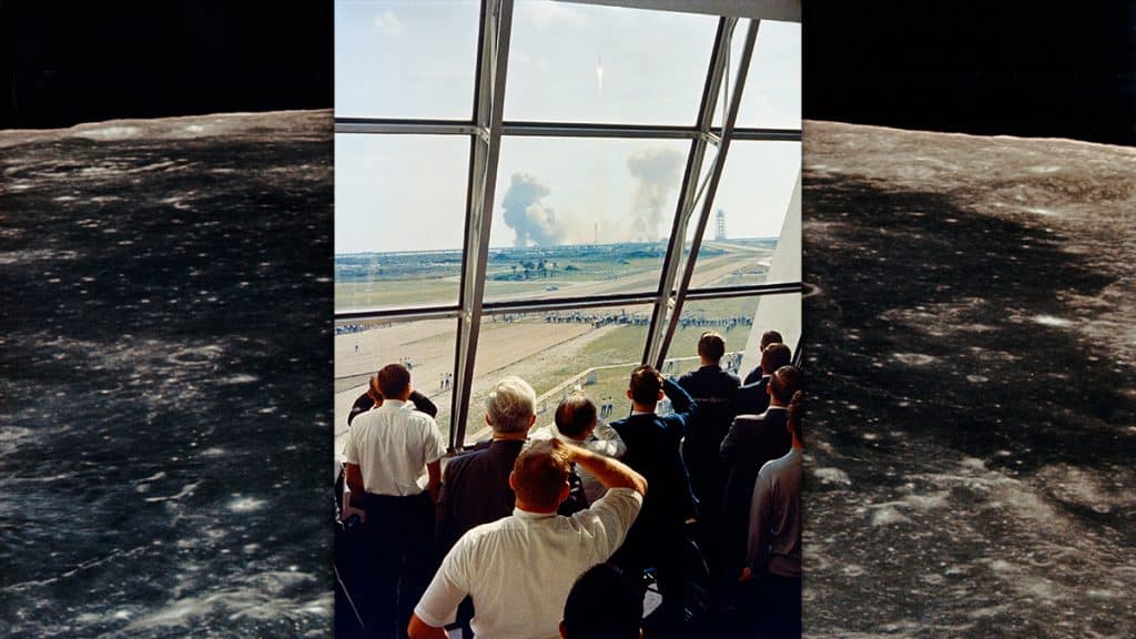 Foto do lançamento do foguete da missão espacial Apollo 11