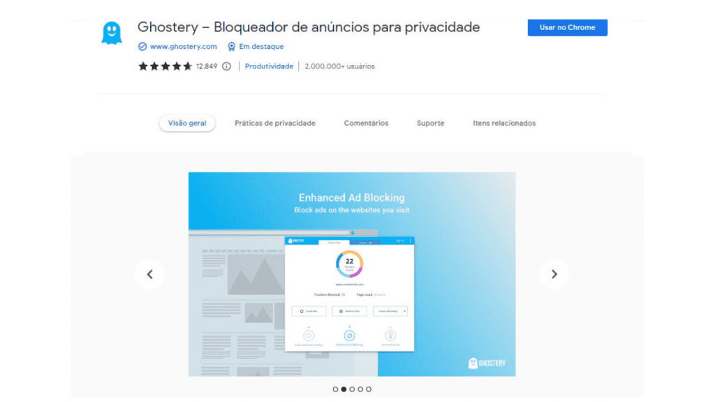 Ghostery via Chrome Store