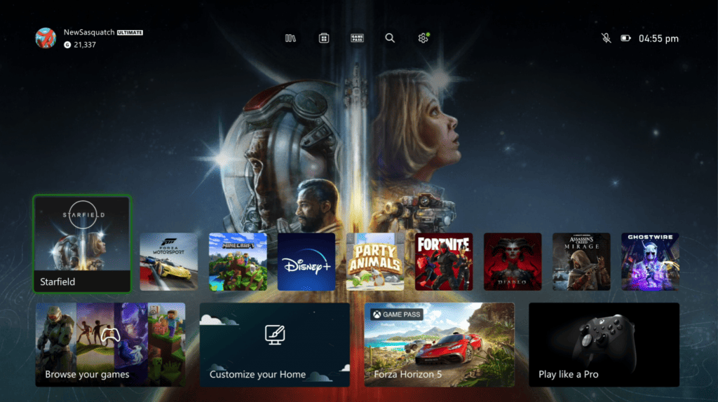 Nova interface do Xbox