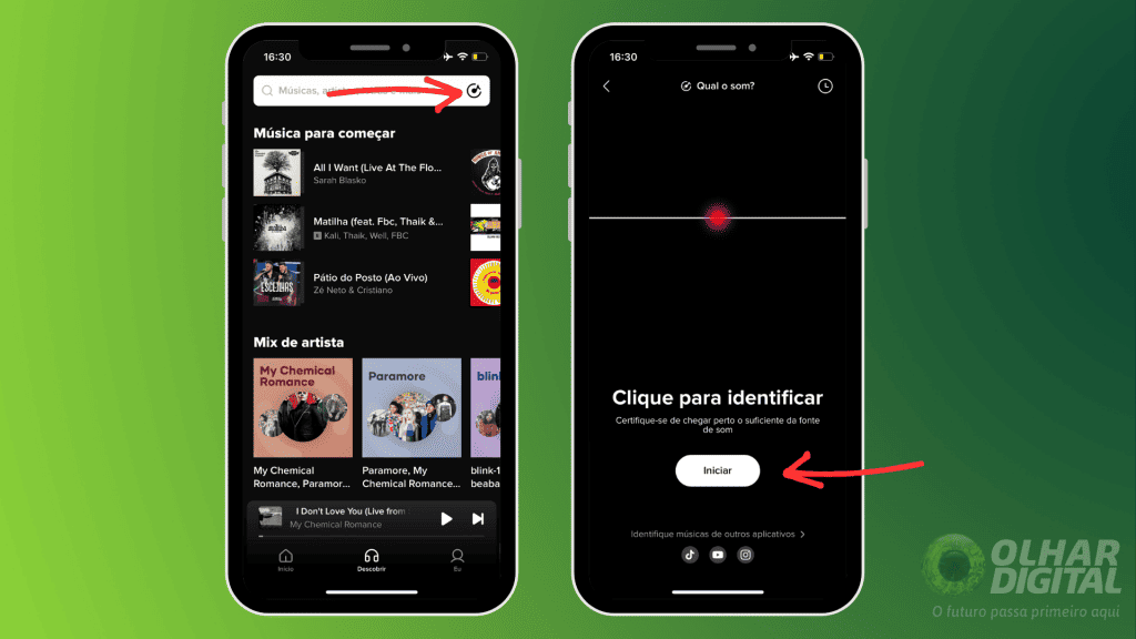 Identificador nativo de músicas do TikTok Music.