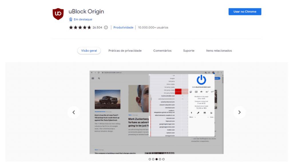 uBlock Origin via Chrome Store