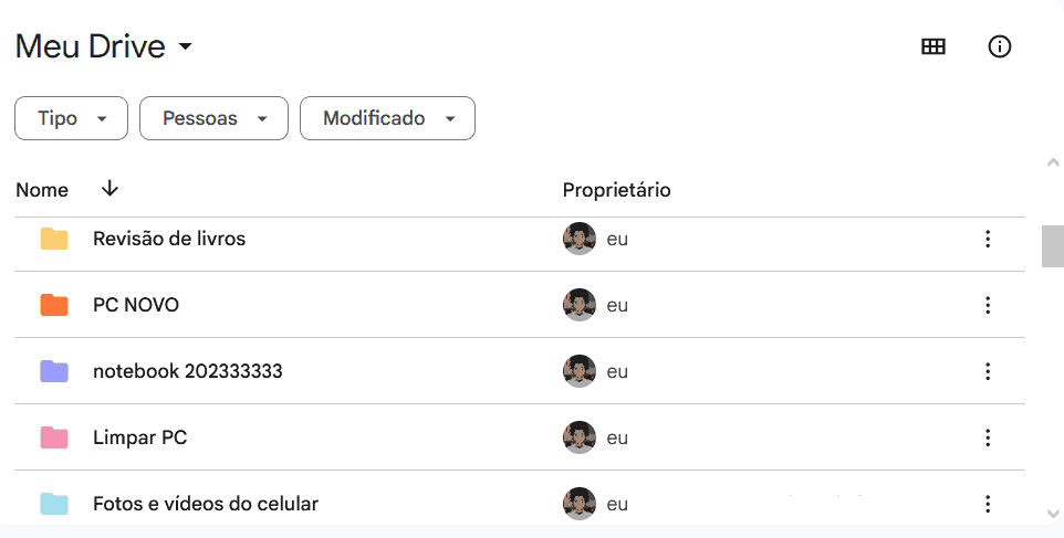 1 - inserir tags ou pastas coloridas no google drive