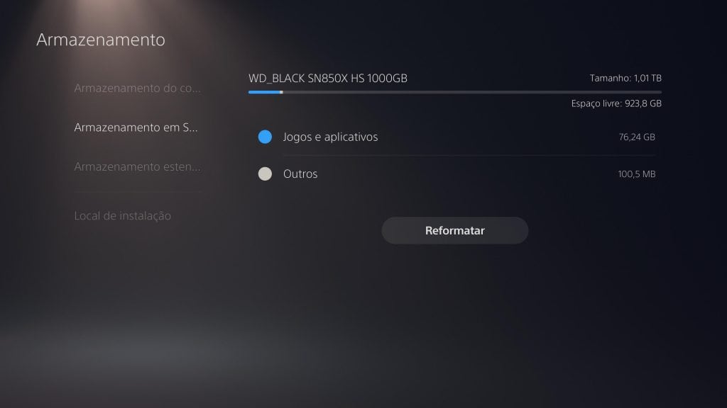Interface para SSD no PS5 (Imagem: reprodução/Olhar Digital)