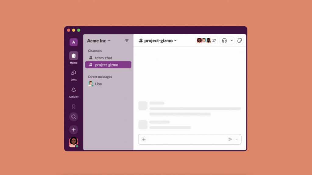Ilustração da nova interface do Slack