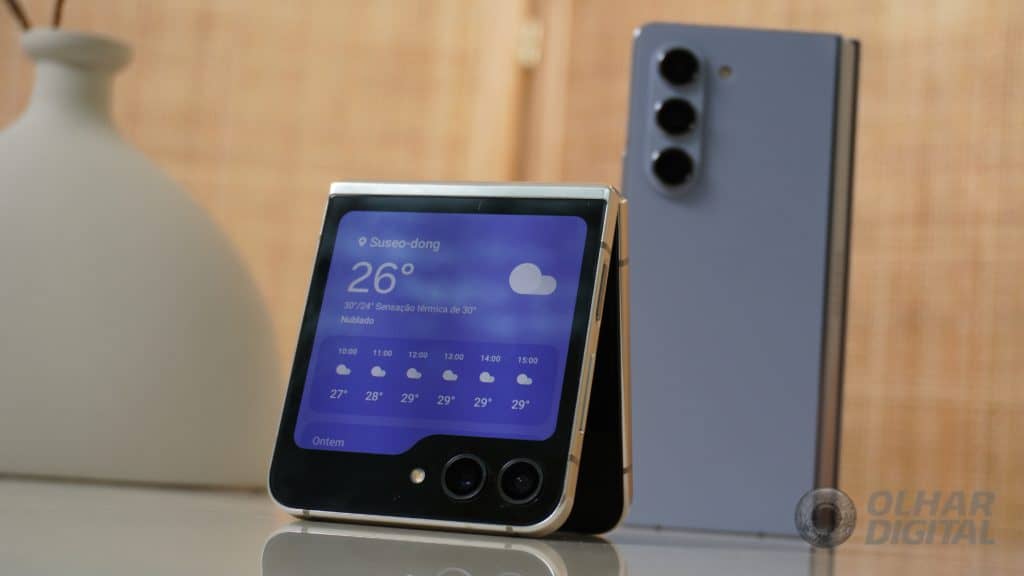 Galaxy Z Flip 5 e Galaxy Z Fold 5 (Imagem: André Fogaça/Olhar Digital)