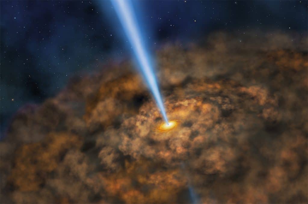 Buraco negro é descoberto fora do centro da galáxia que habita Astrônomos descobriram um buraco negro deslocado do centro de sua galáxia. Localizado a 230 milhões de anos-luz da Terra, ele é considerado raro e pode complementar o que sabemos sobre buracos negros e galáxias anãs. A descoberta foi publicada este mês na revista Science Bulletin. Buraco negro é descoberto fora do centro da galáxia que habita