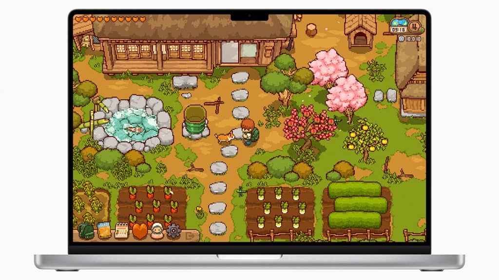 Montagem com tela do jogo Japanese Rural Life Adventure no Apple Arcade