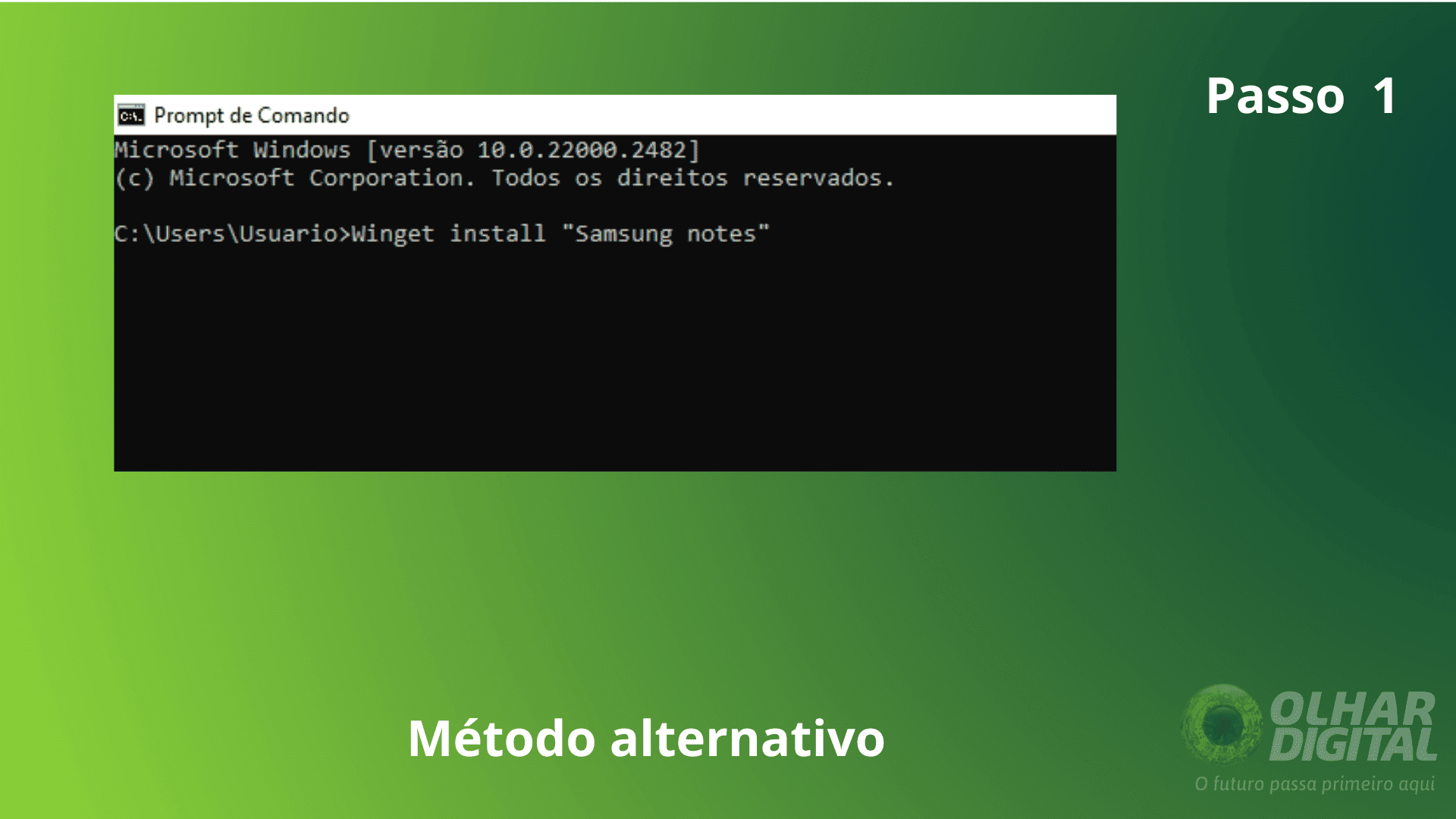 Passo 1 cmd