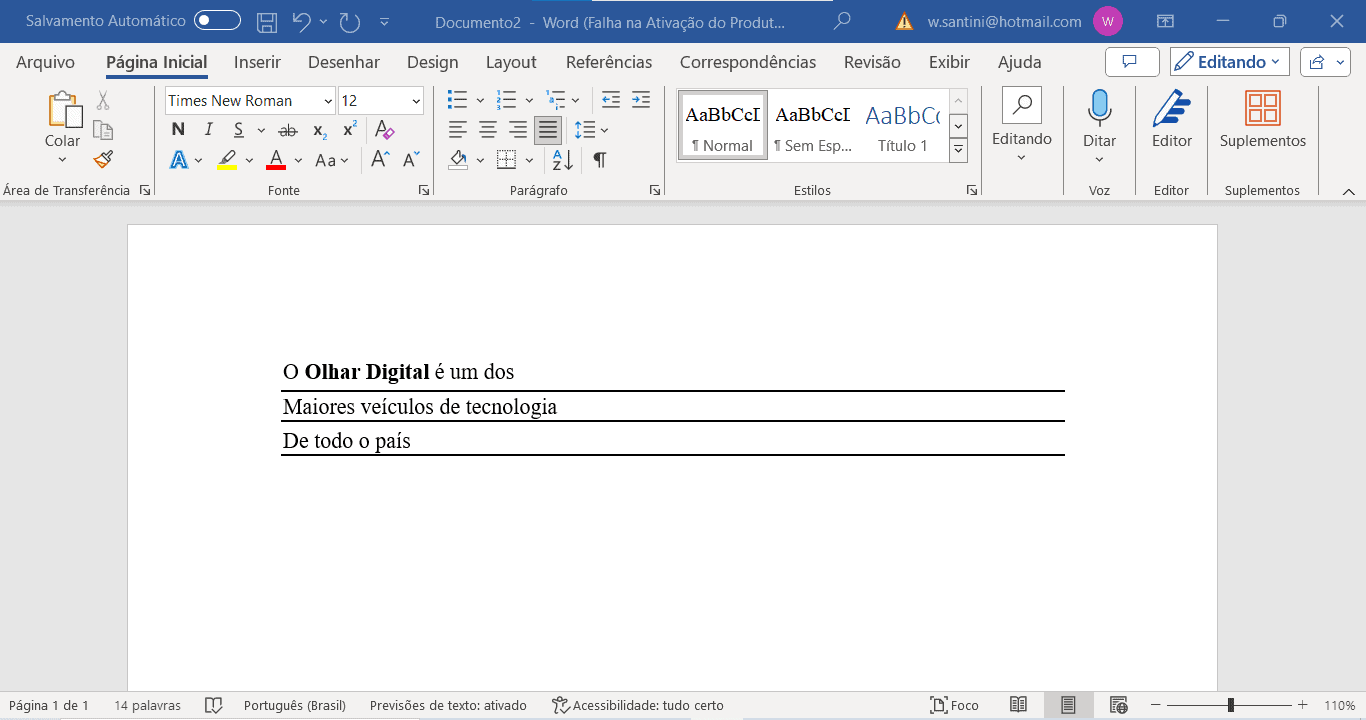 1 - inserir linha no word usando underline
