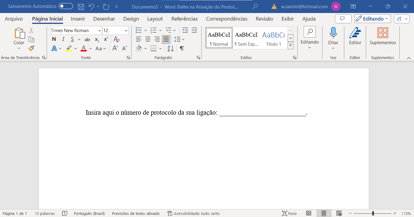 3 - inserir linha no word com underline ao lado do texto