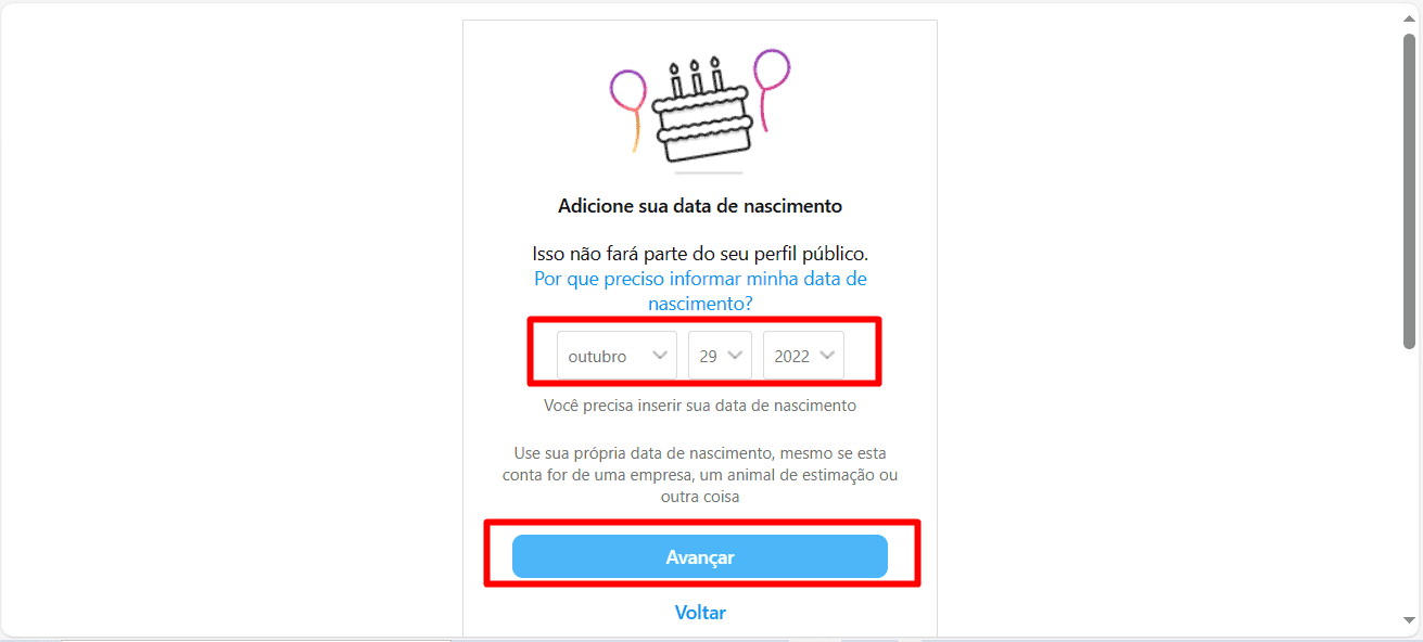 4 - como criar uma conta no instagram pelo pc