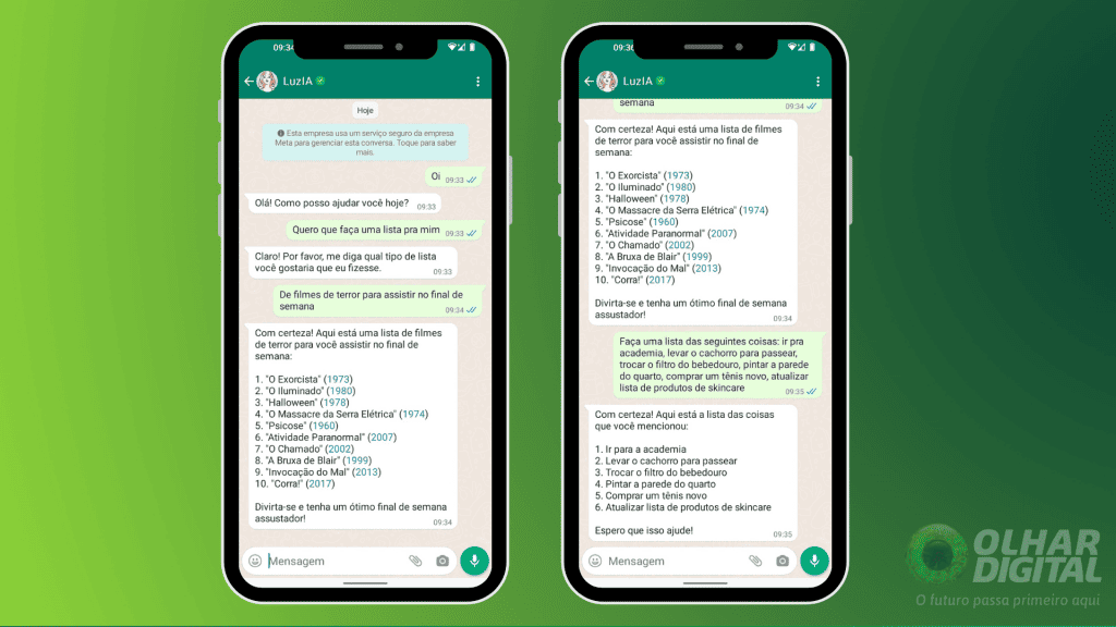 4 - elaborar listas com a LuzIA